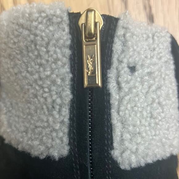 YSL YVES SAINT LAURENT SUEDE SHEARING ANKLE ASPEN WEDGE BOOTS SIZE 39 - Picture 5 of 12